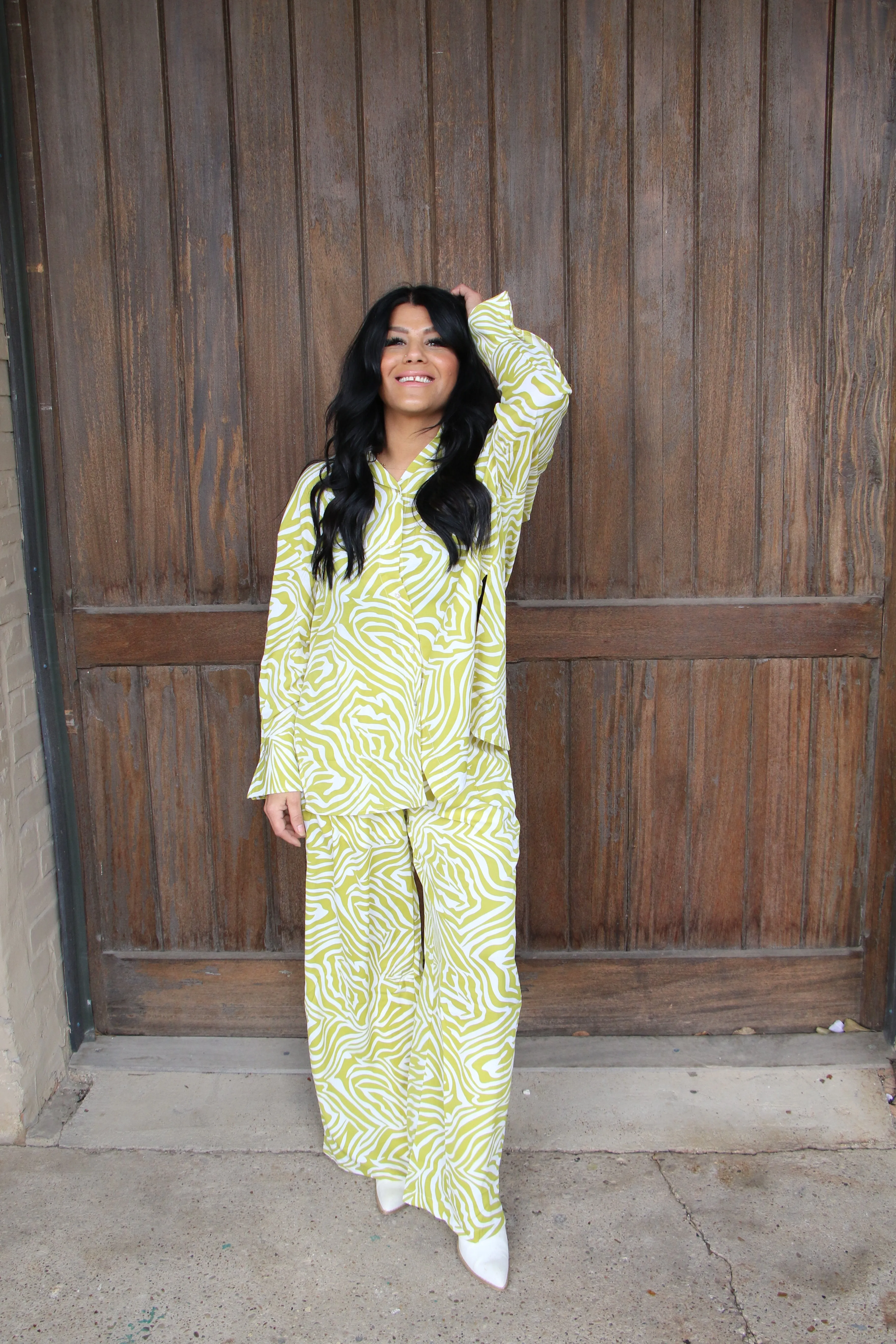 12295 ZEBRA PRINT AVOCADO TOP & BOTTOM (SET)