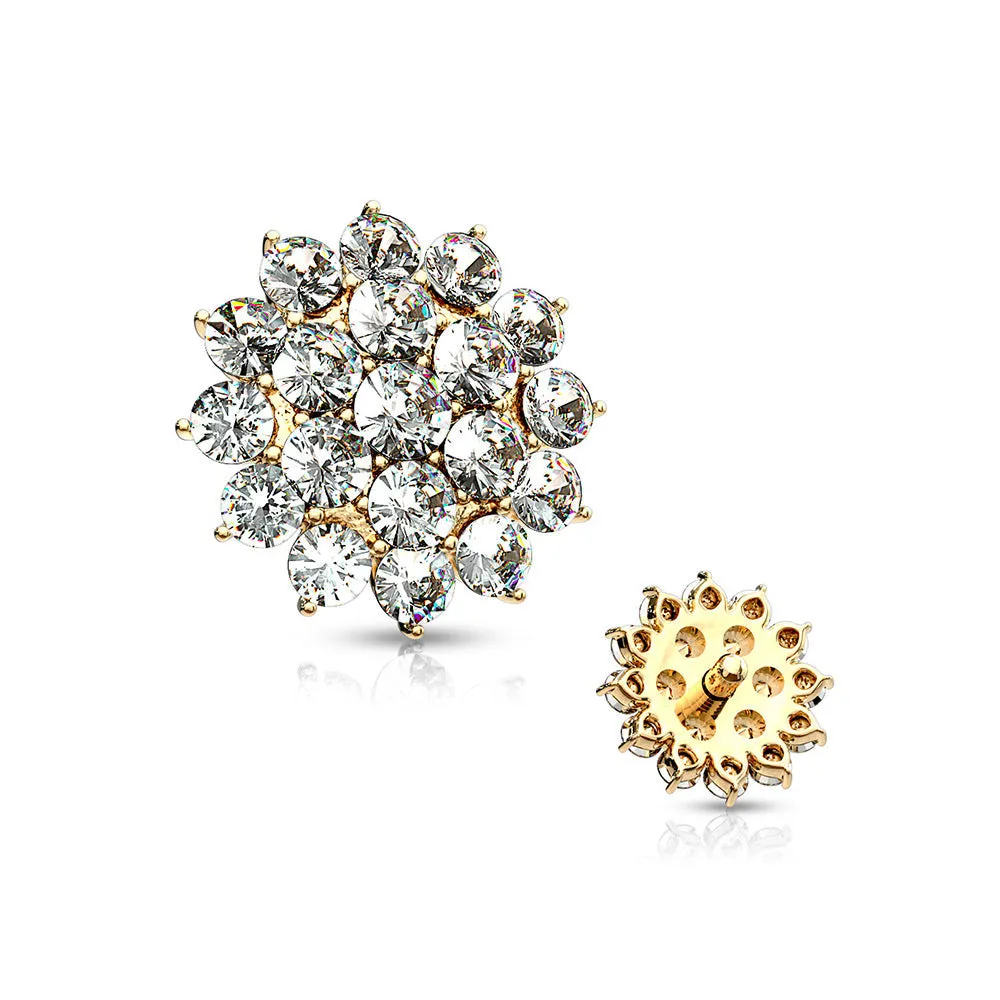 14 Karat Gold Grand Sparkle Flower Dermal Anchor Top
