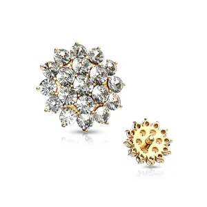 14 Karat Gold Grand Sparkle Flower Dermal Anchor Top