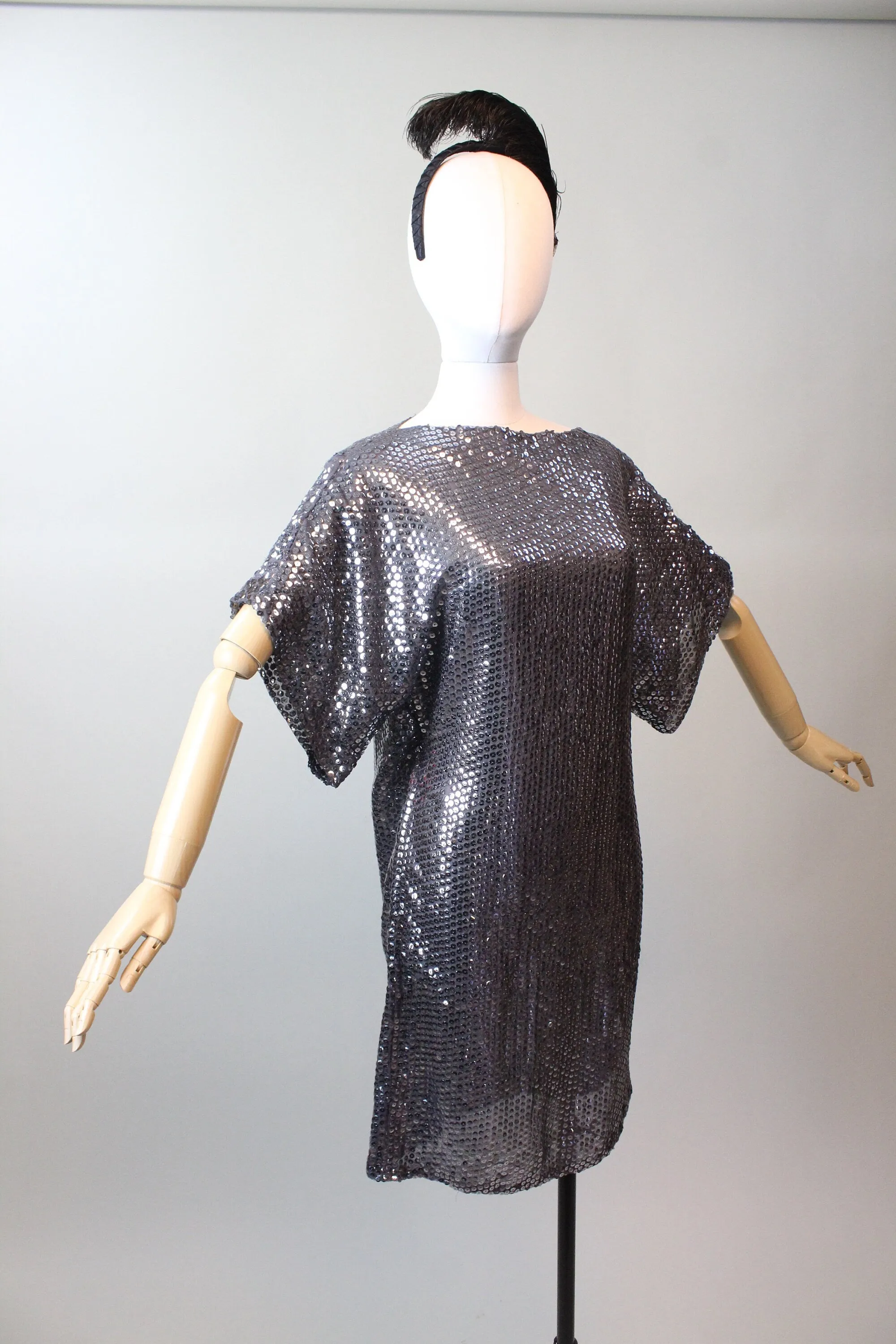 1970s 1973 STEPHEN BURROWS silk sequin kimono dress small medium | new spring