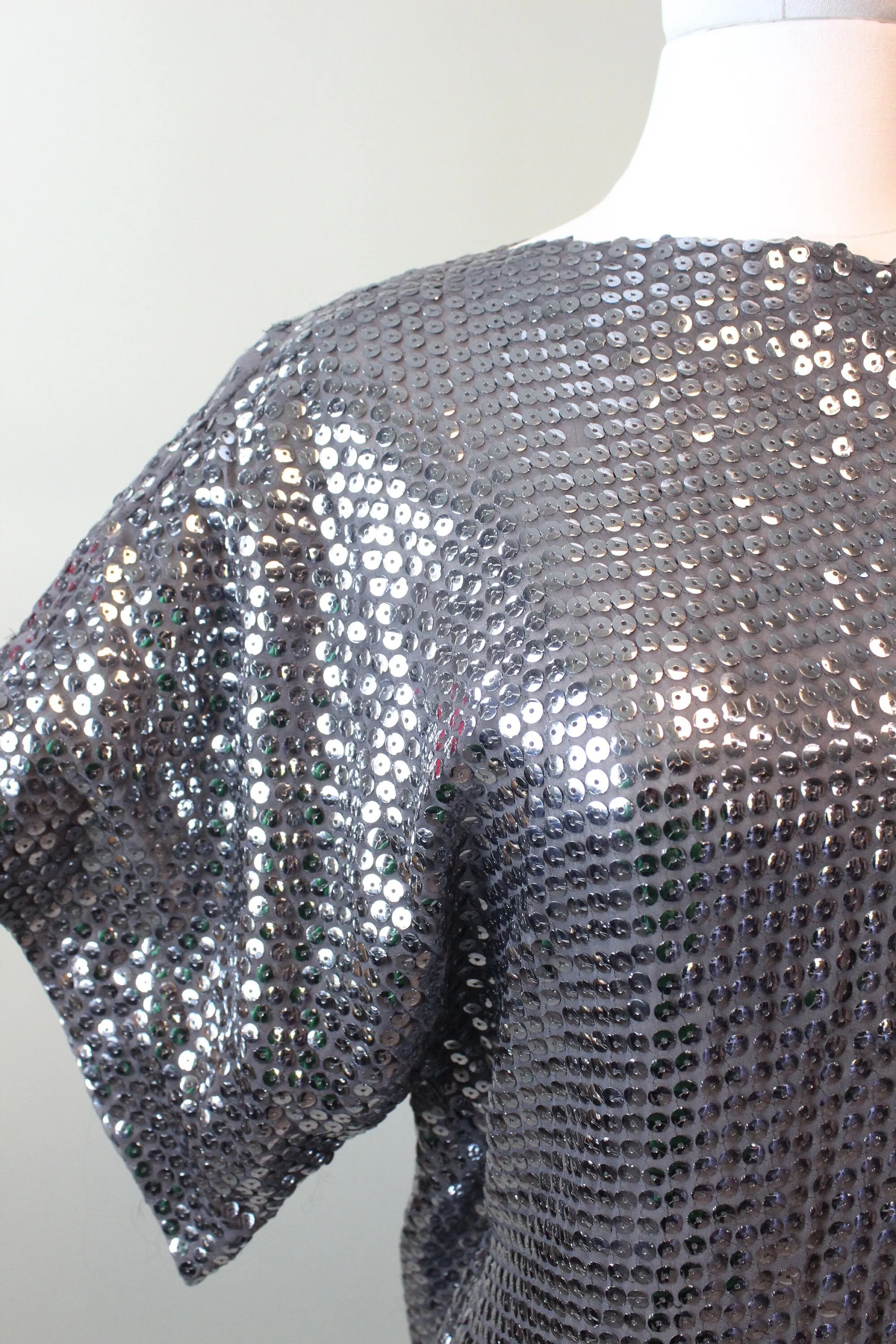 1970s 1973 STEPHEN BURROWS silk sequin kimono dress small medium | new spring