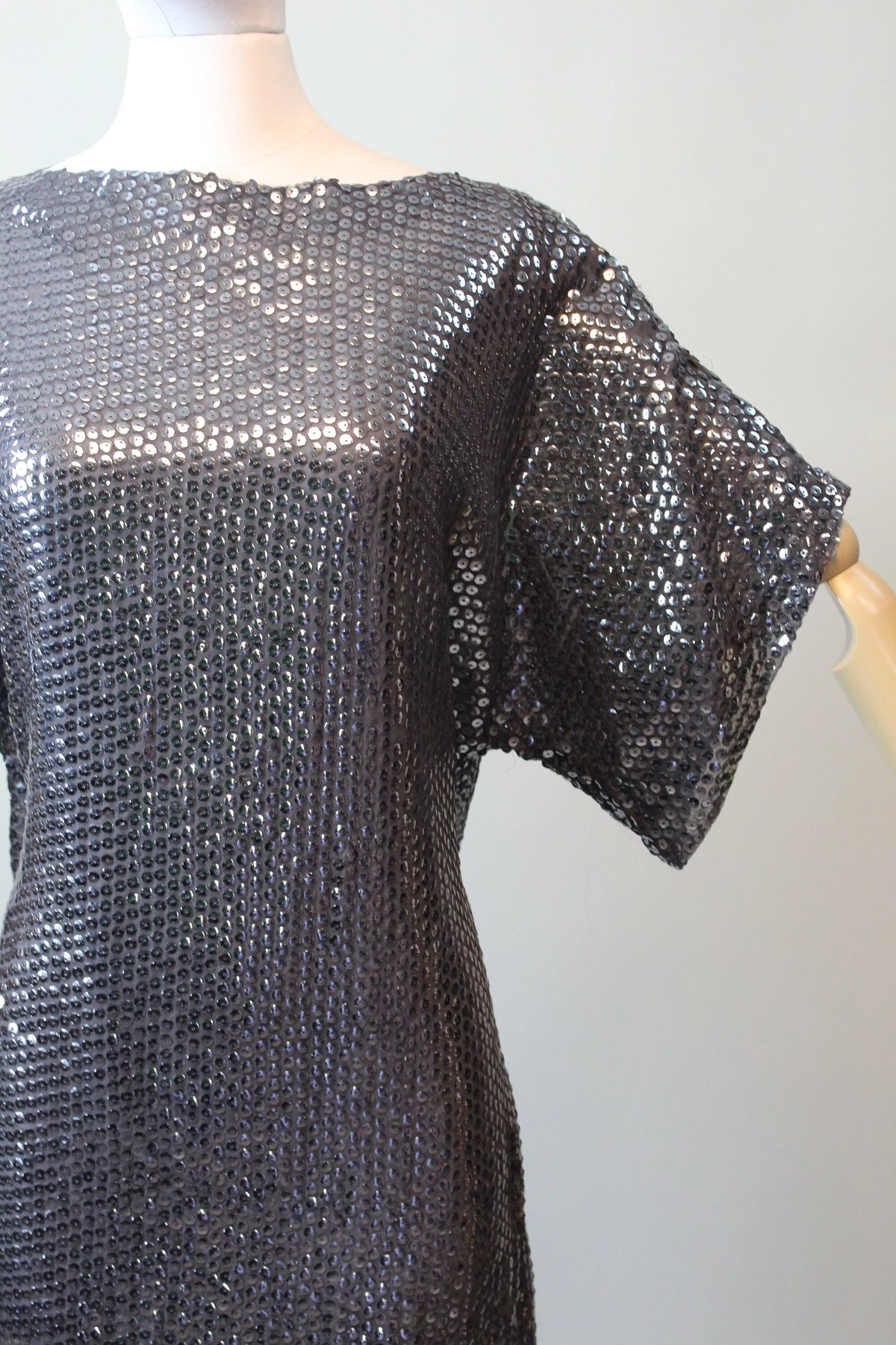 1970s 1973 STEPHEN BURROWS silk sequin kimono dress small medium | new spring