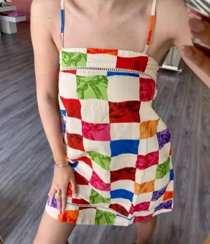 AC Multi Color Tropical Print Linen Mini