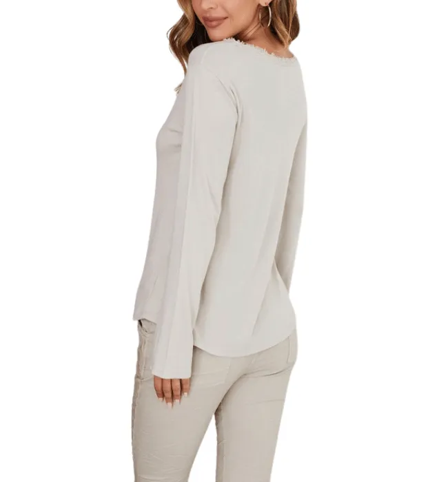 Adriana Raw Edge V-Neck Shirt