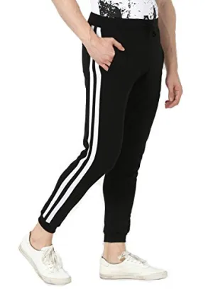 Alan Jones Clothing Men's Slim Fit Track pants (JOG19-SP01-BCK-3XL_Black_XXX-Large)