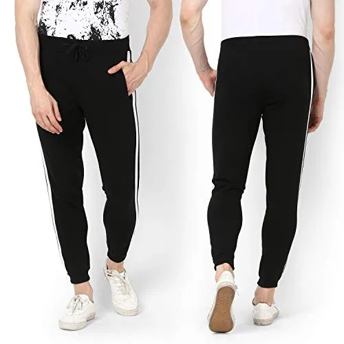 Alan Jones Clothing Men's Slim Fit Track pants (JOG19-SP01-BCK-3XL_Black_XXX-Large)