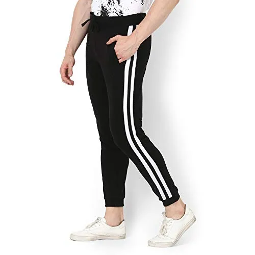 Alan Jones Clothing Men's Slim Fit Track pants (JOG19-SP01-BCK-3XL_Black_XXX-Large)