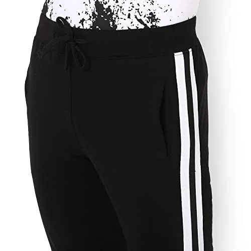 Alan Jones Clothing Men's Slim Fit Track pants (JOG19-SP01-BCK-3XL_Black_XXX-Large)
