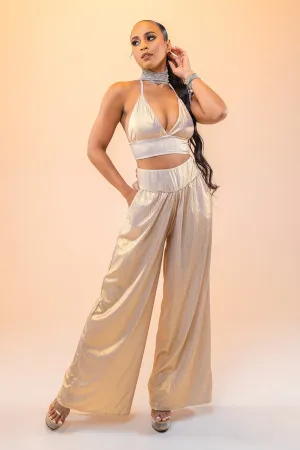 Alma White Gold Pants Set