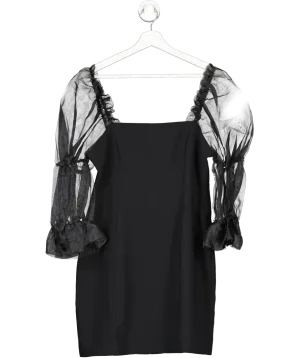 Amanda Uprichard Black Tia Puff Sleeve Mini Dress UK L