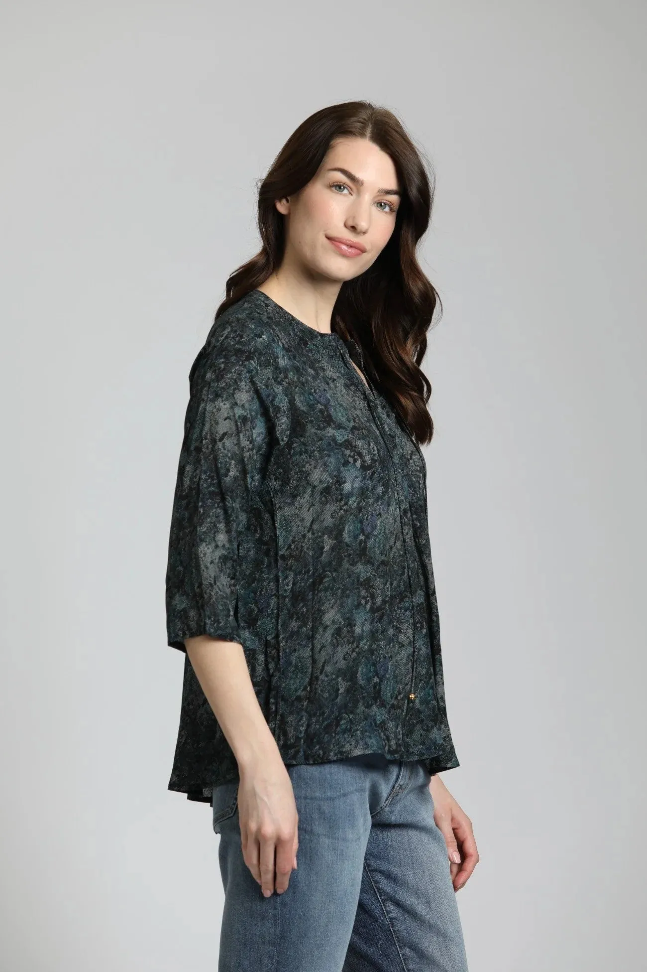 APNY Dotted Floral Print - V Neck With Tassel