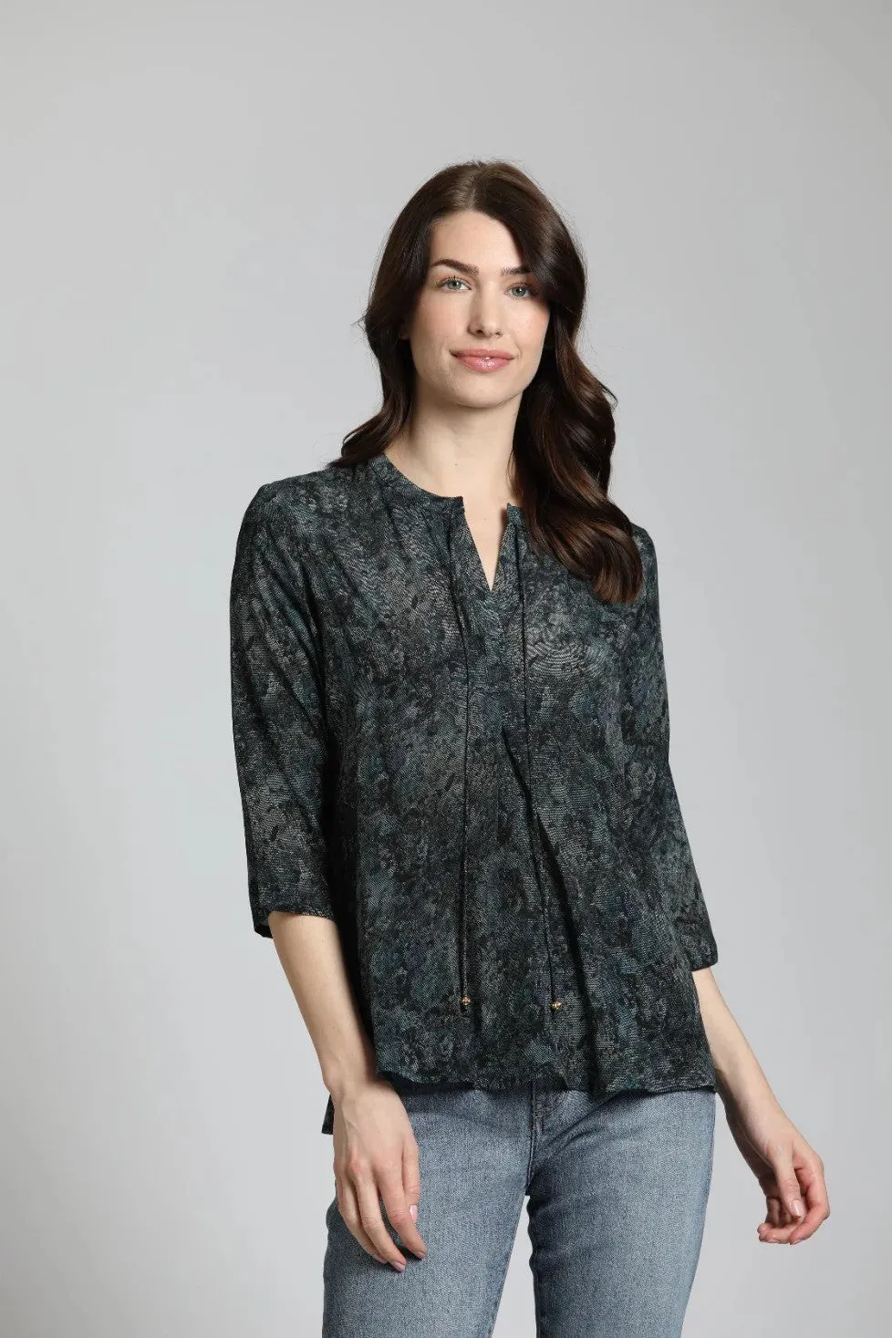 APNY Dotted Floral Print - V Neck With Tassel