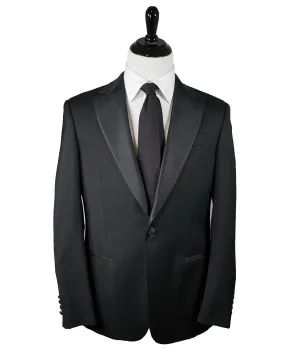 ARMANI COLLEZIONI - Black Peak Lapel 1-Button Satin Tuxedo - 38R