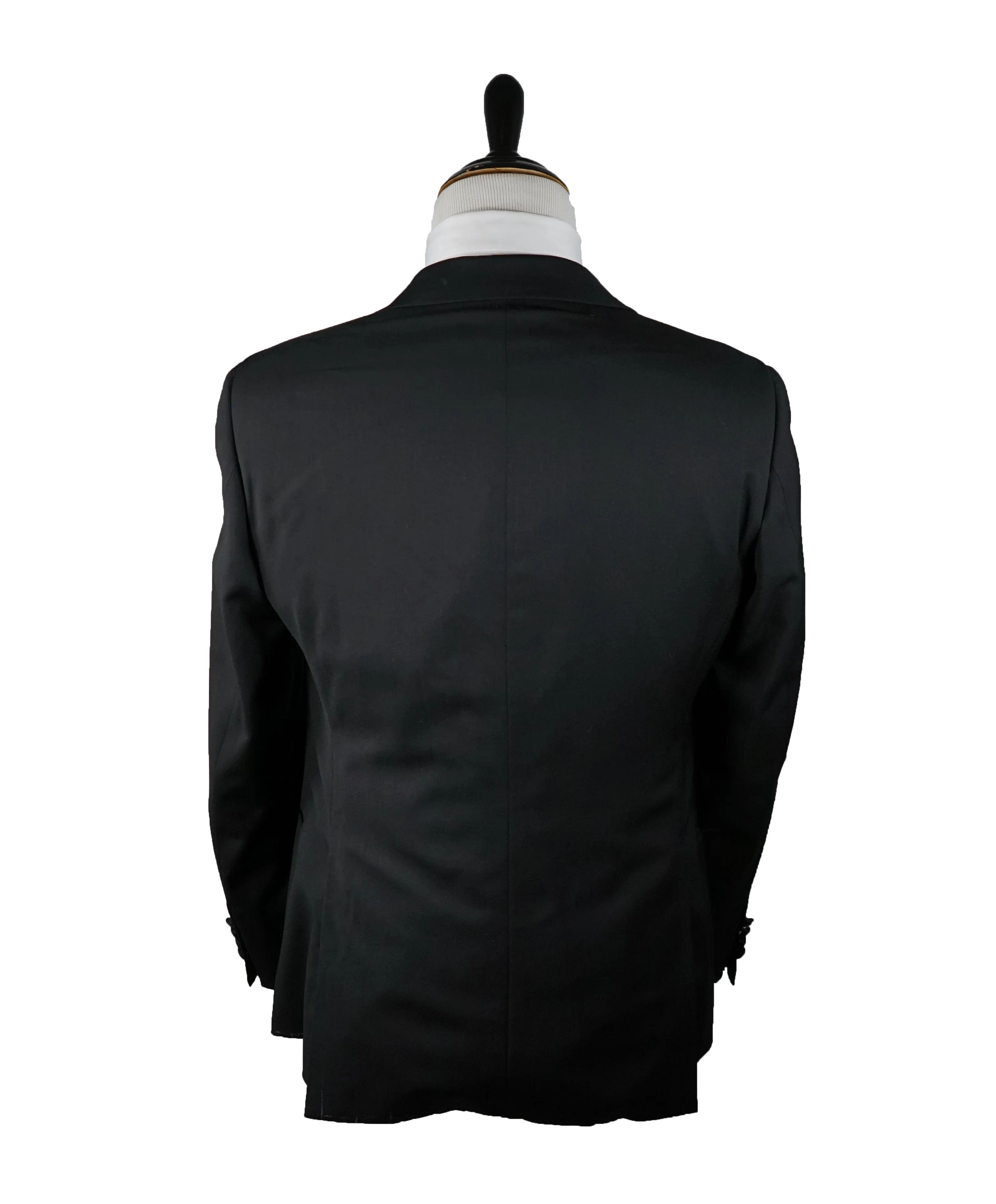 ARMANI COLLEZIONI - Black Peak Lapel 1-Button Satin Tuxedo - 38R