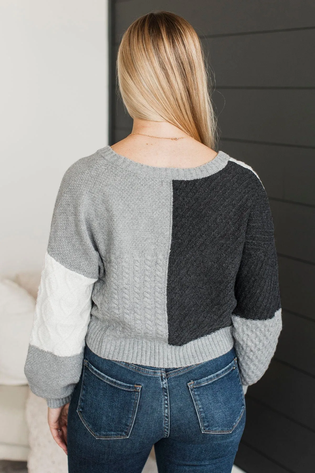 At Your Best Knit Button Cardigan- Grey Multi