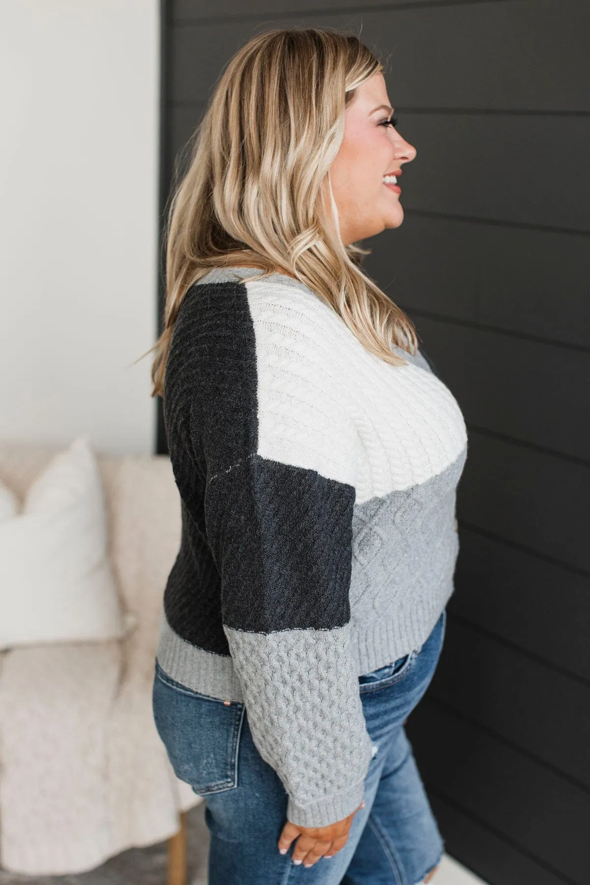 At Your Best Knit Button Cardigan- Grey Multi