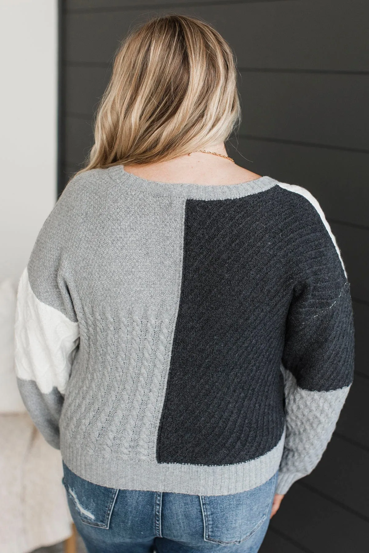 At Your Best Knit Button Cardigan- Grey Multi