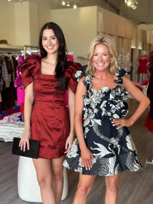 AU408 Garnet Ruffle Sleeve Mini Dress