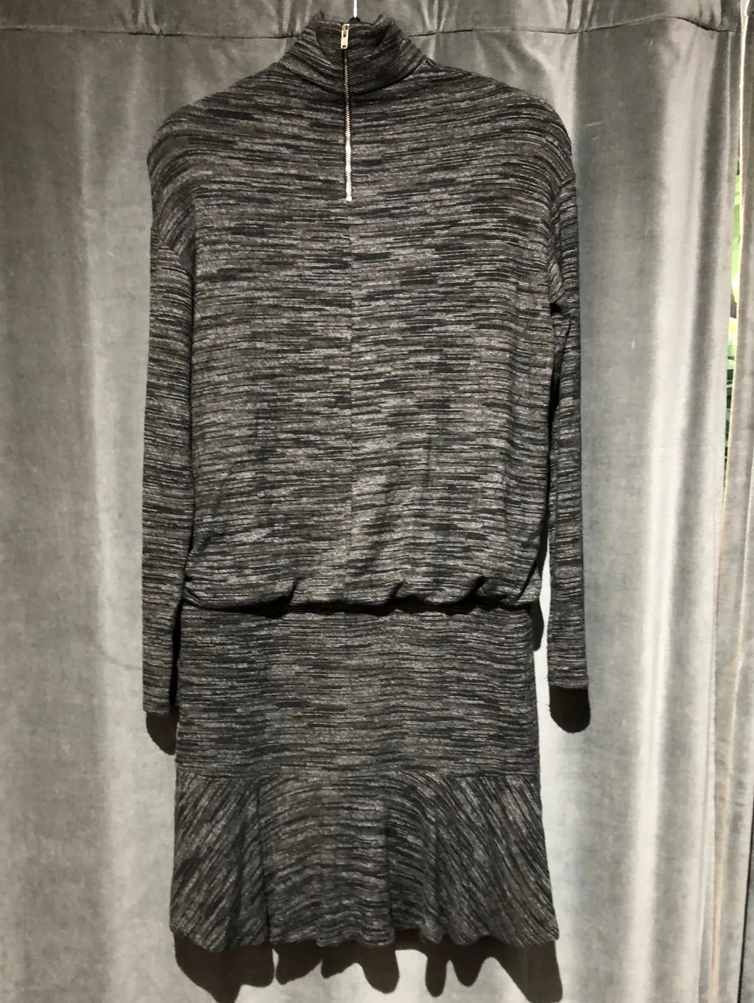 BAILEY 44 Grey Turtleneck Mini Dress with Ruffle Bottom