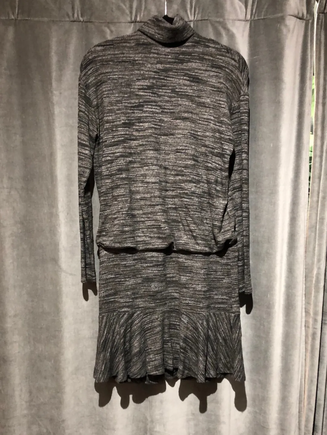 BAILEY 44 Grey Turtleneck Mini Dress with Ruffle Bottom