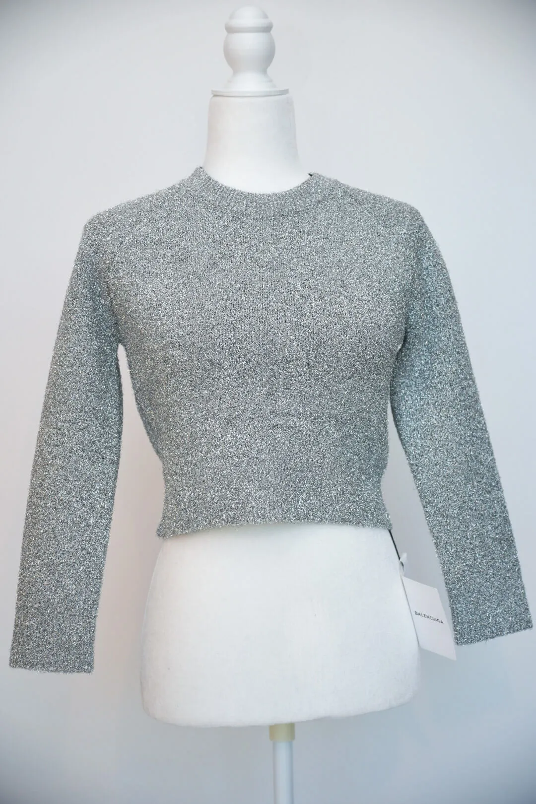 Balenciaga Silver Cropped Sweater