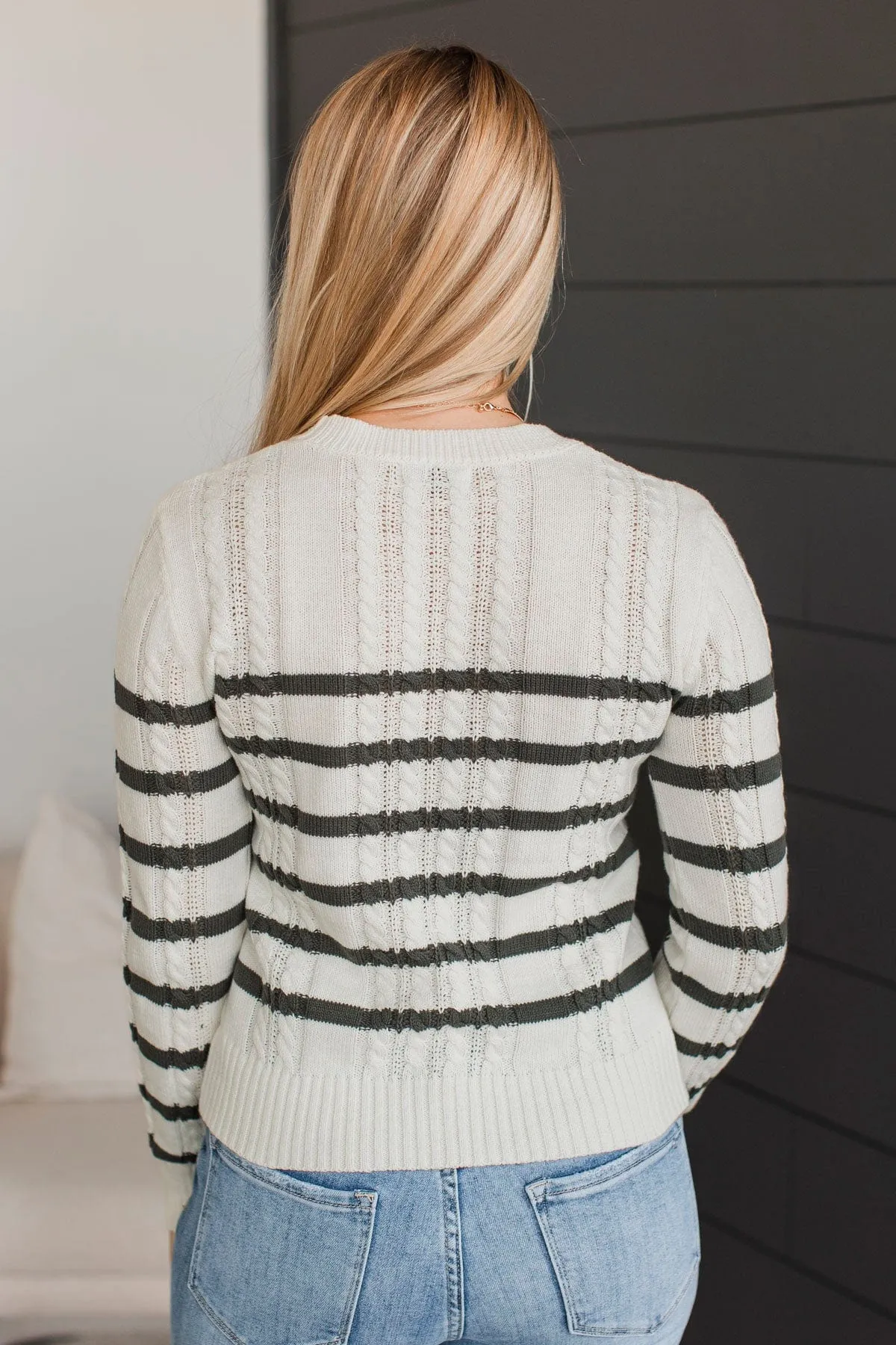Beyond Sweet Striped Knit Sweater- Ivory