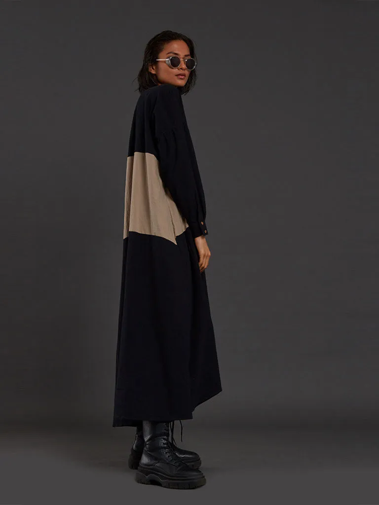 Black & Beige Band Dress