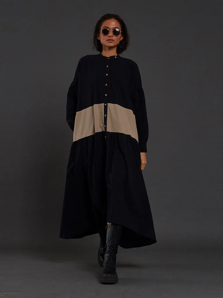 Black & Beige Band Dress