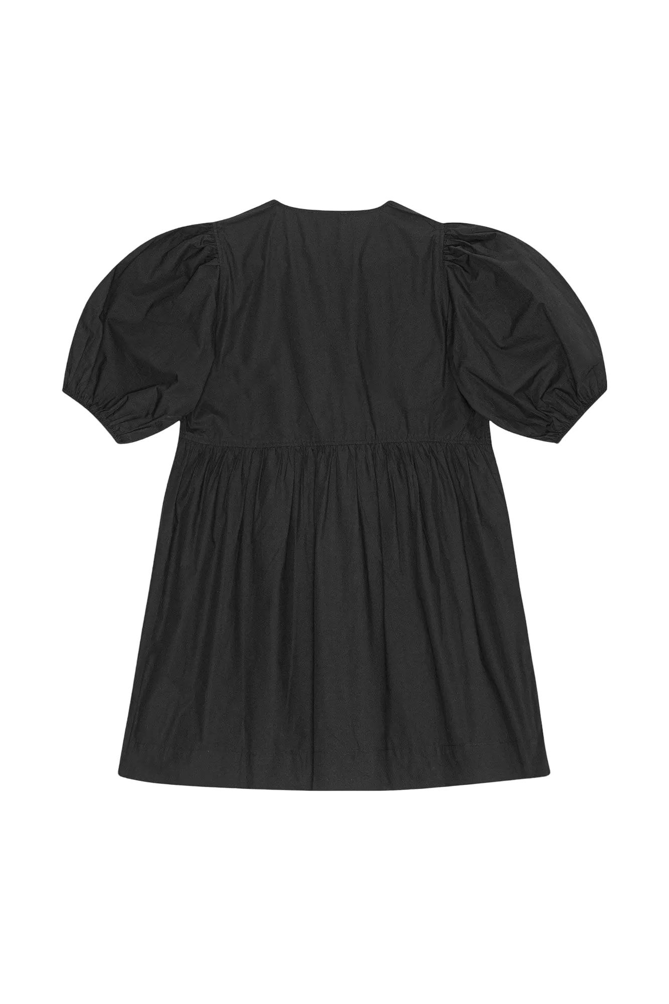 Black Cotton Poplin Tie String Mini Dress
