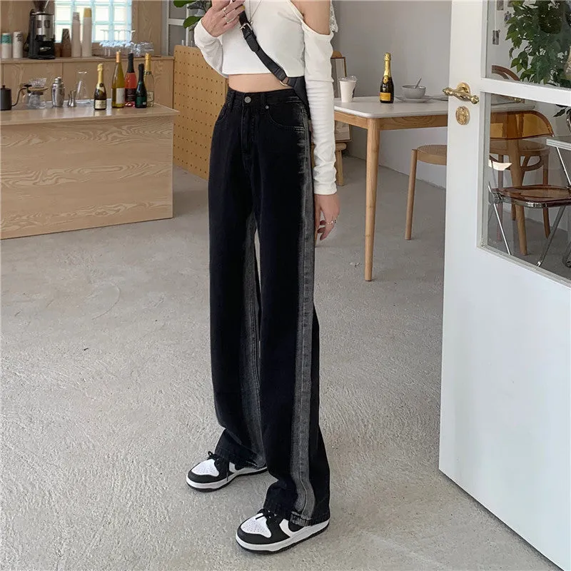 Black Straight Wide Leg Jeans ER5770