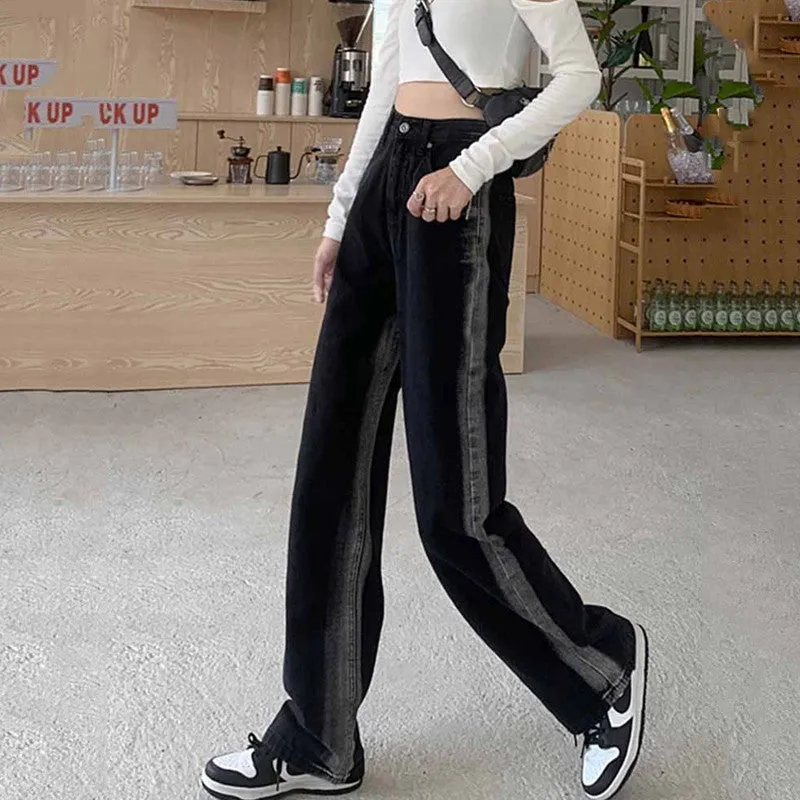 Black Straight Wide Leg Jeans ER5770