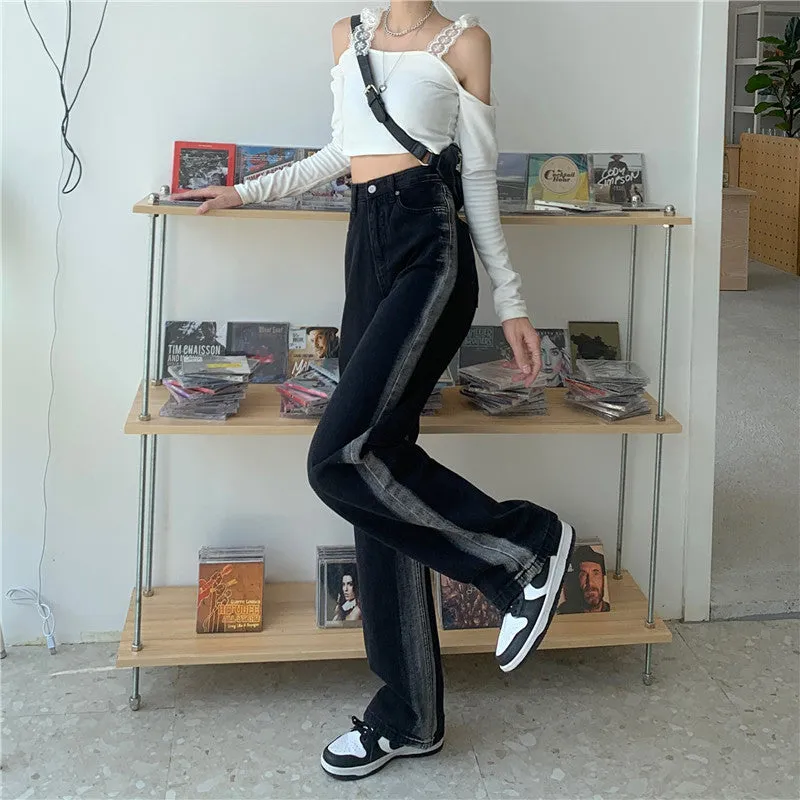 Black Straight Wide Leg Jeans ER5770