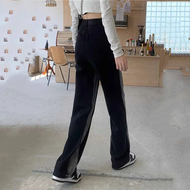 Black Straight Wide Leg Jeans ER5770