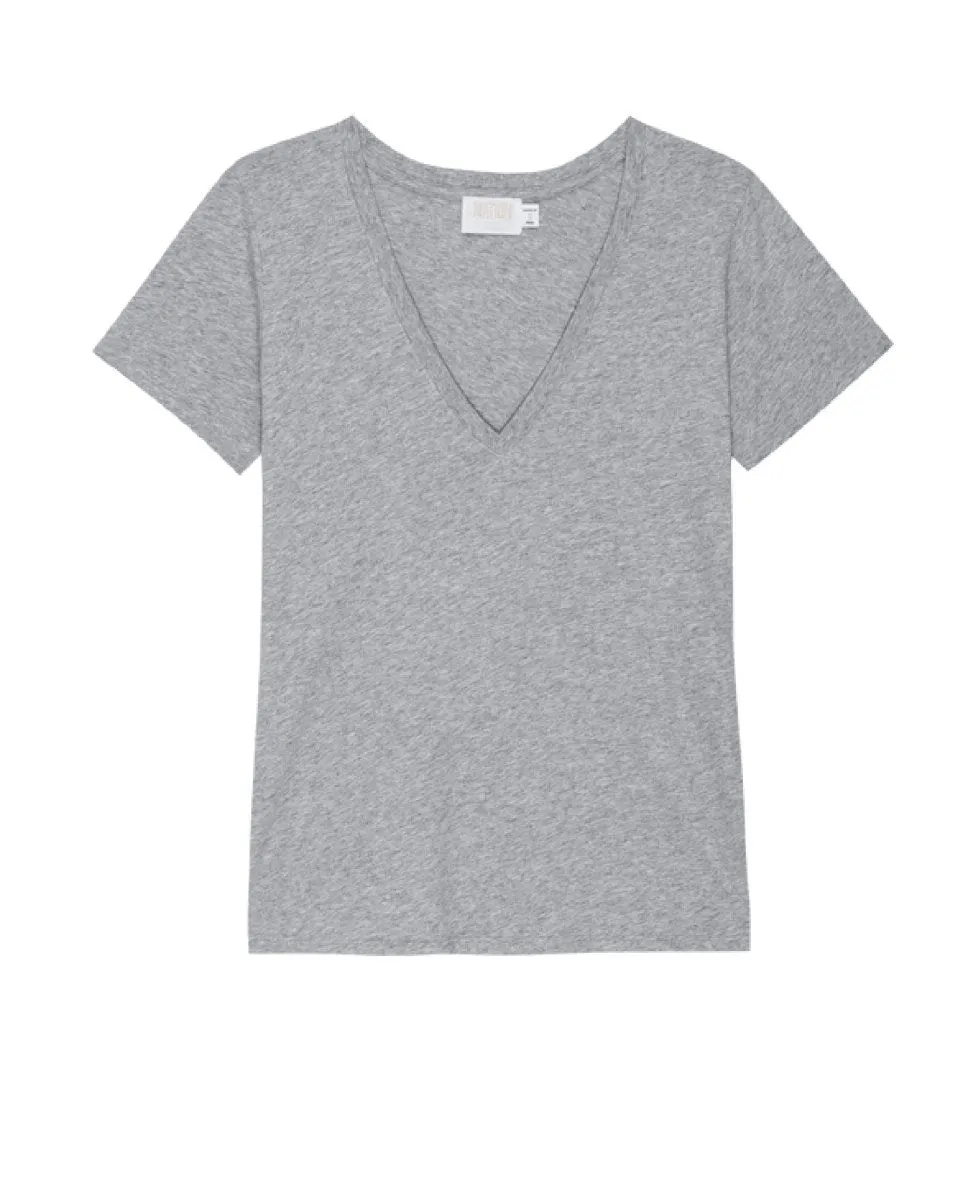 Blair Slim V-Neck Top Heather Grey