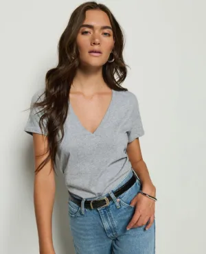 Blair Slim V-Neck Top Heather Grey
