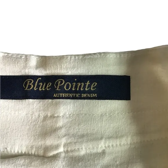 Blue Pointe Linen Pants Women 9 Wide Leg Y2K Baggy Streetwear Beachy Emb…