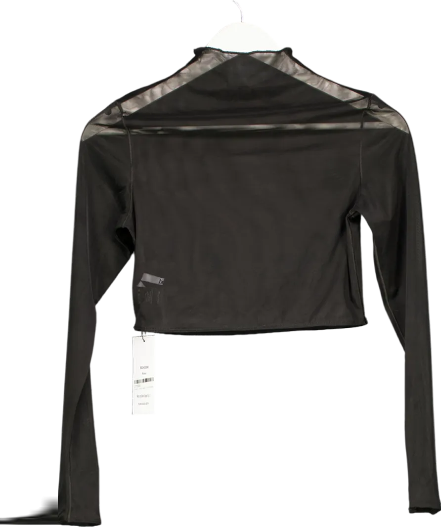 BOA Black Mesh Long Sleeve Cropped Top UK S