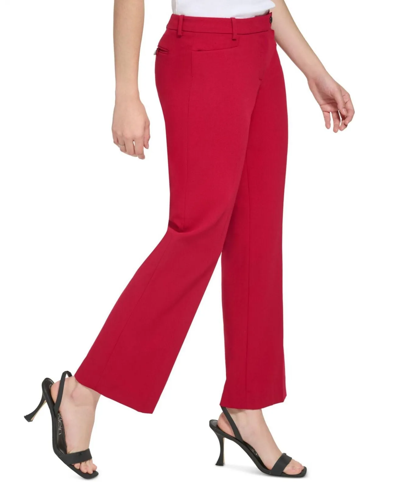 Calvin Klein Petites Modern Fit Tapered Leg Dress Pants Cranberry Red 6P