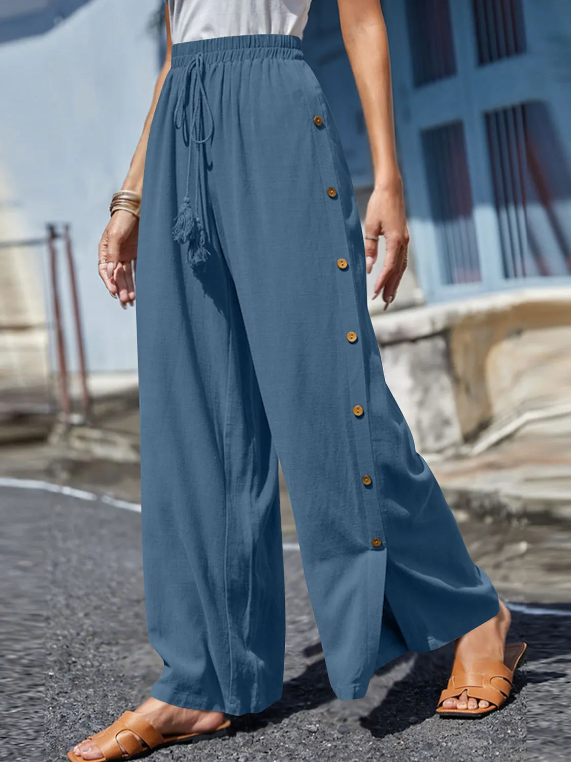 Catalina Full Size Tassel Wide Leg Pants
