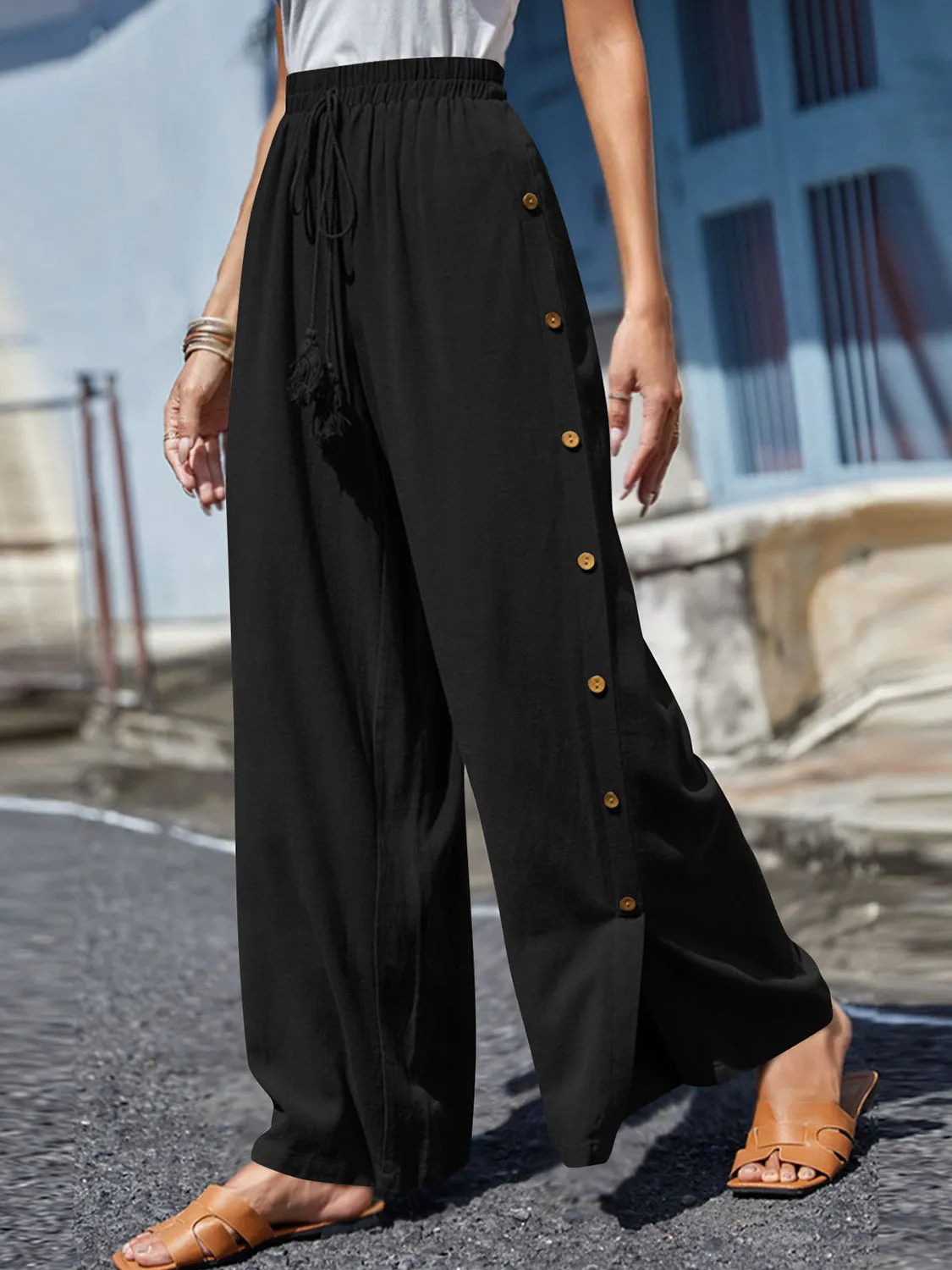 Catalina Full Size Tassel Wide Leg Pants
