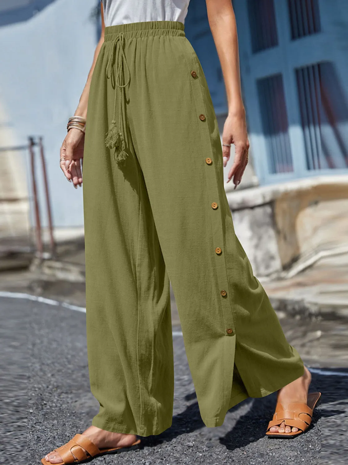 Catalina Full Size Tassel Wide Leg Pants