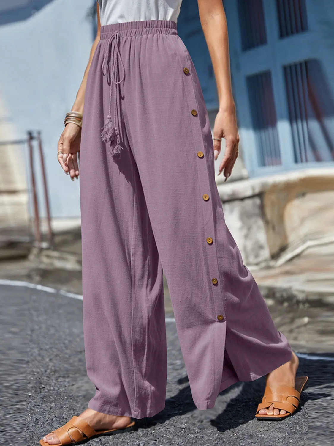 Catalina Full Size Tassel Wide Leg Pants