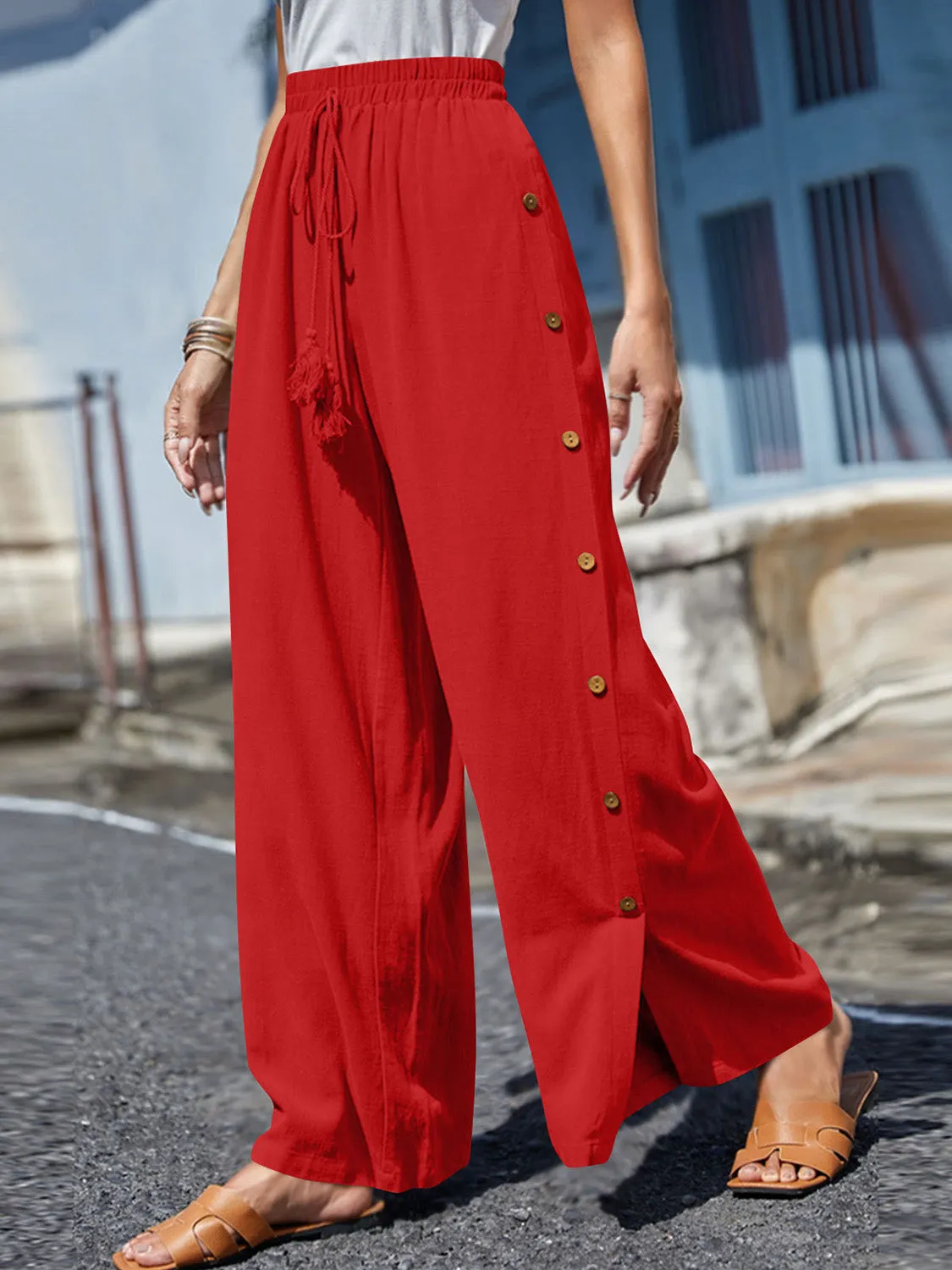 Catalina Full Size Tassel Wide Leg Pants