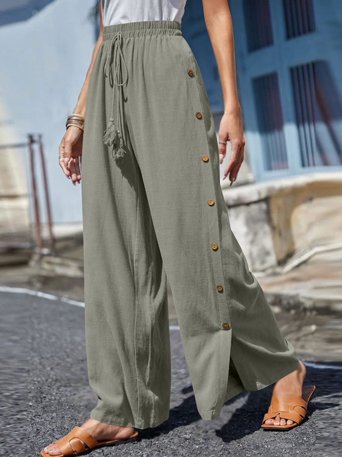 Catalina Full Size Tassel Wide Leg Pants