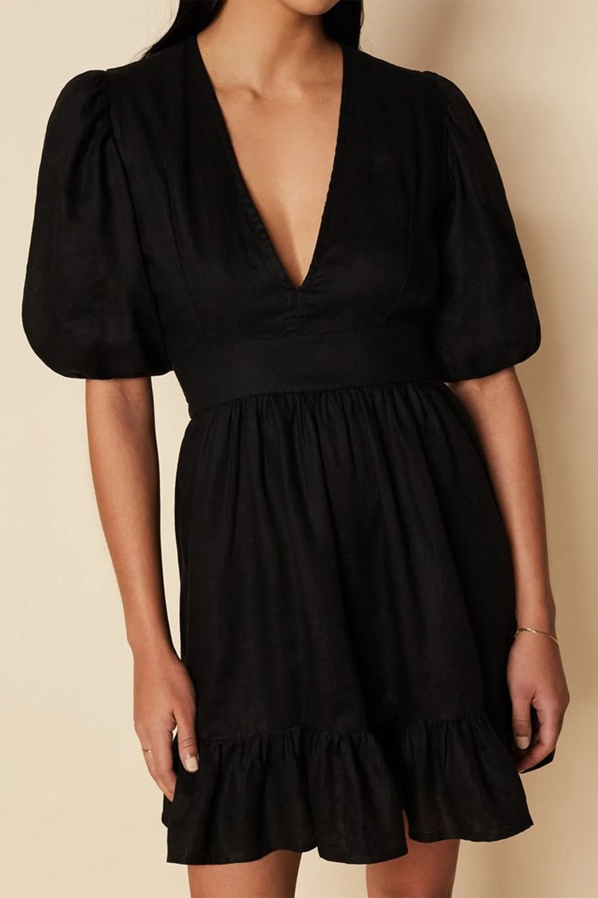 Catrina Mini Dress in Plain Black