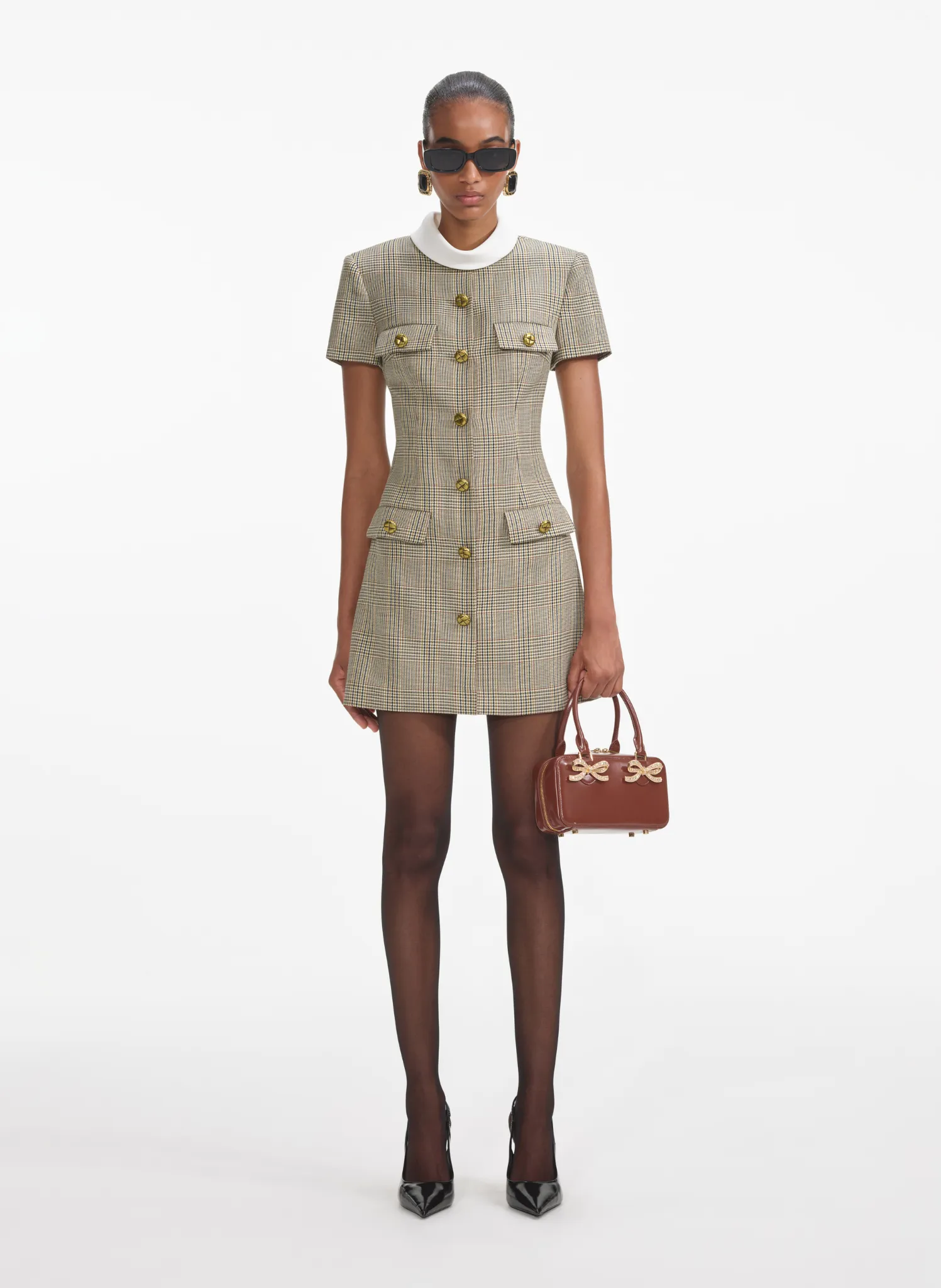 Check Wool Mini Dress