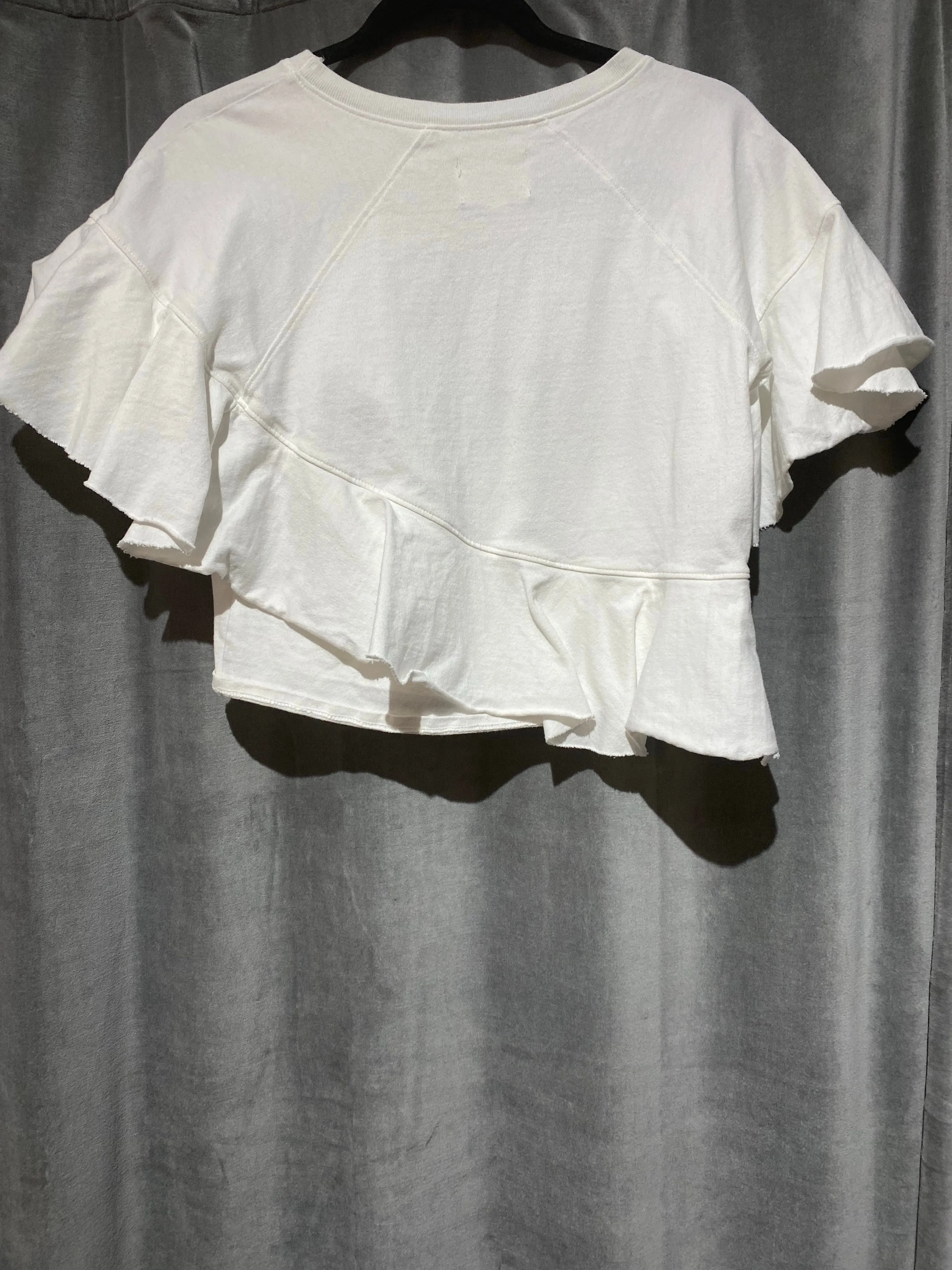 Cinq a sept Cropped Cream Ruffle T Shirt