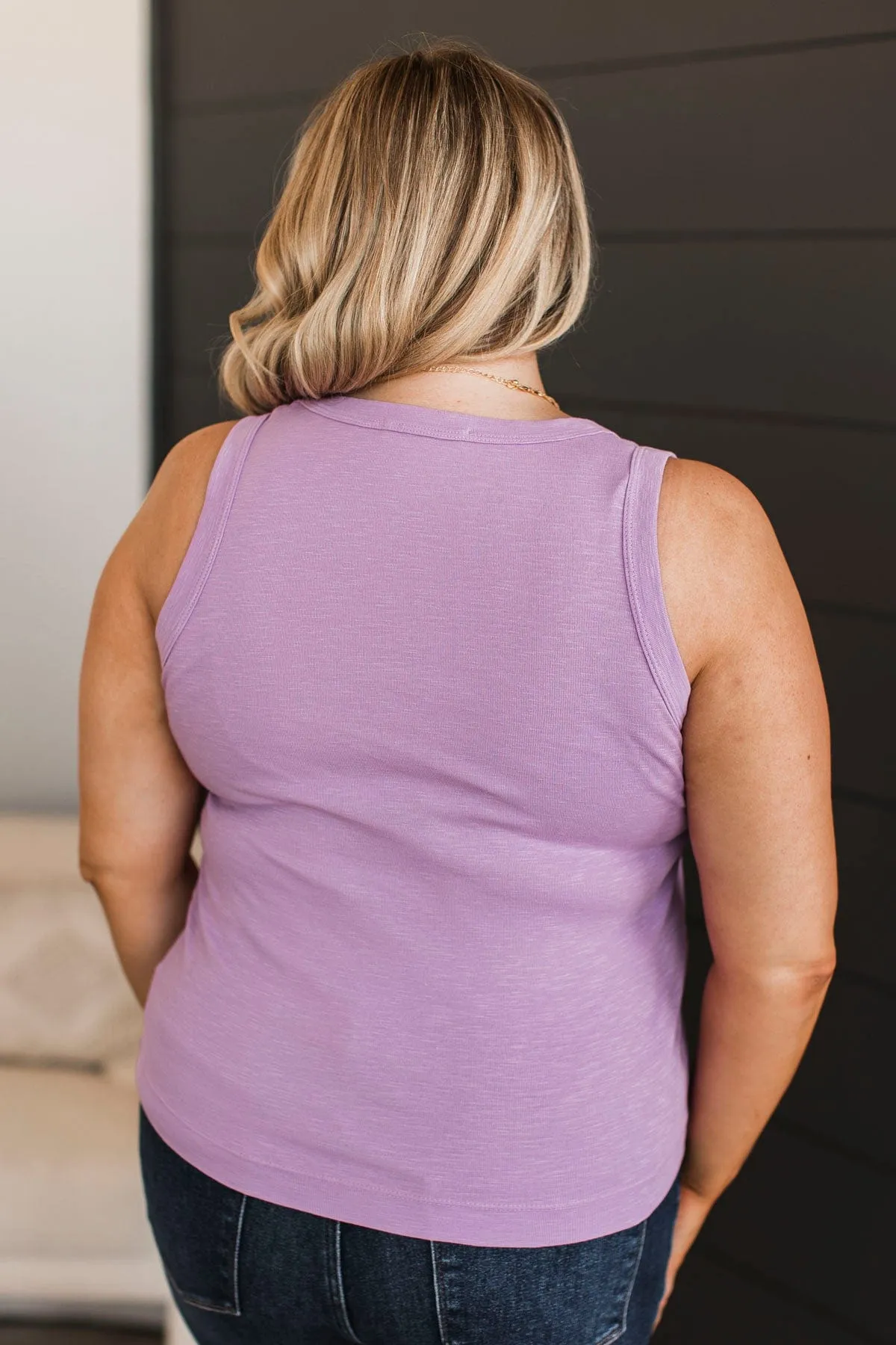 Counting Blessings V-Neck Tank Top- Lilac