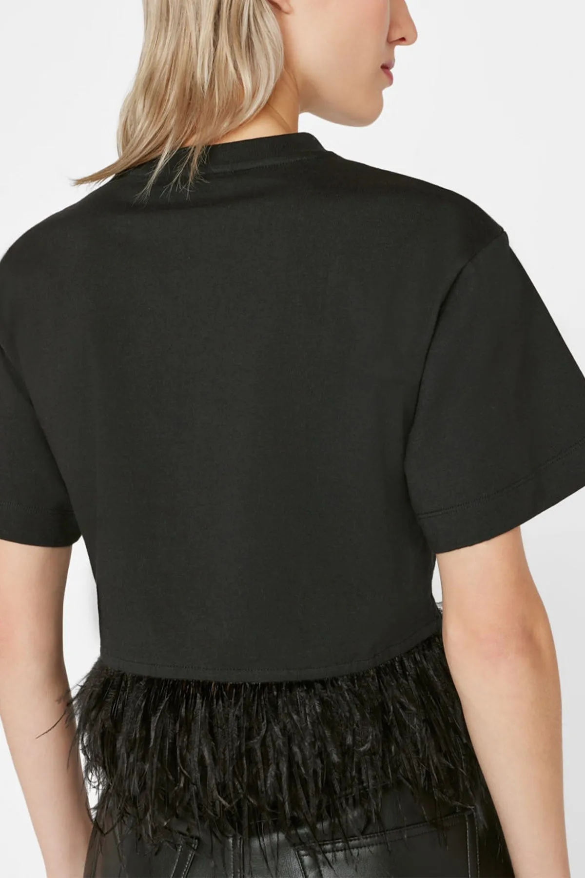 Cropped Feather Tee in Noir