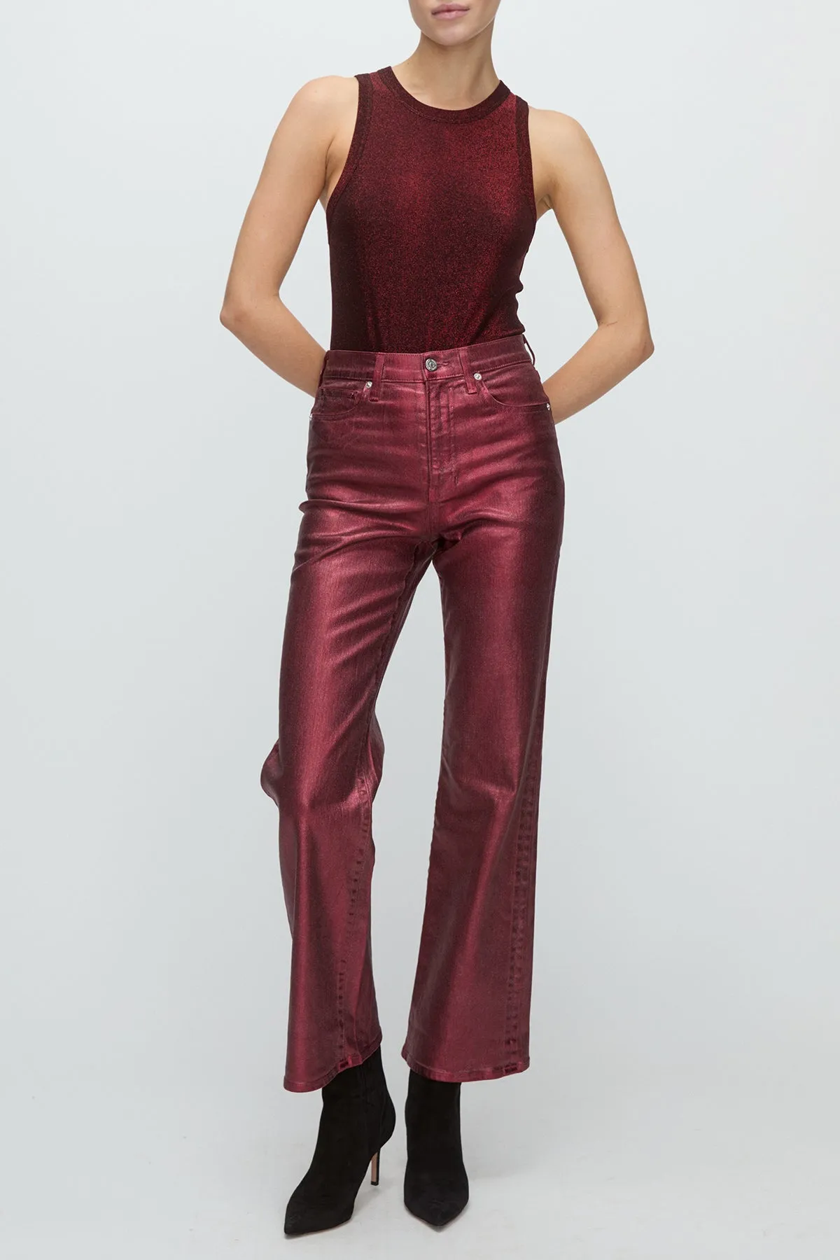 Cropped Jordyn Tank in Crimson Lurex